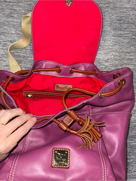 Dooney & Bourke Magenta Wexford Large Backpack with Brown Trim